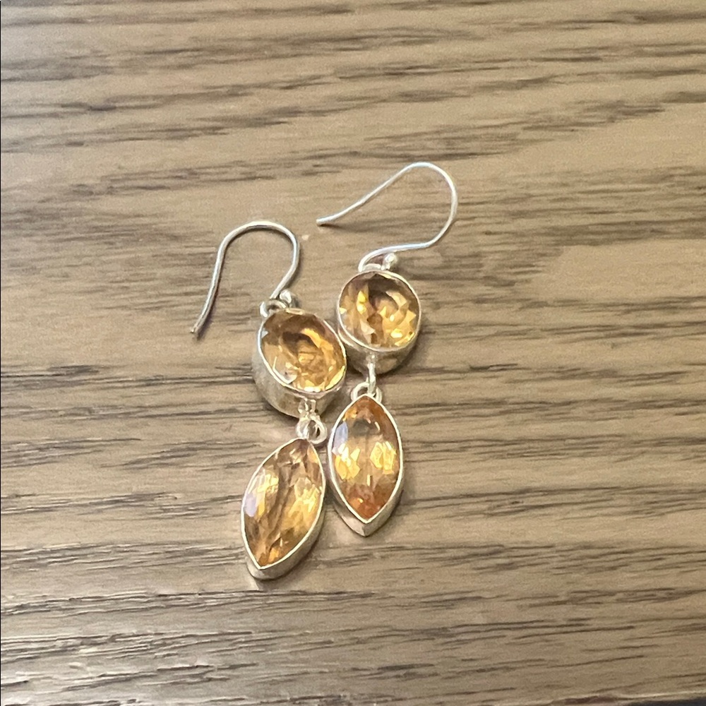 Citrine Dangle Sterling Earrings